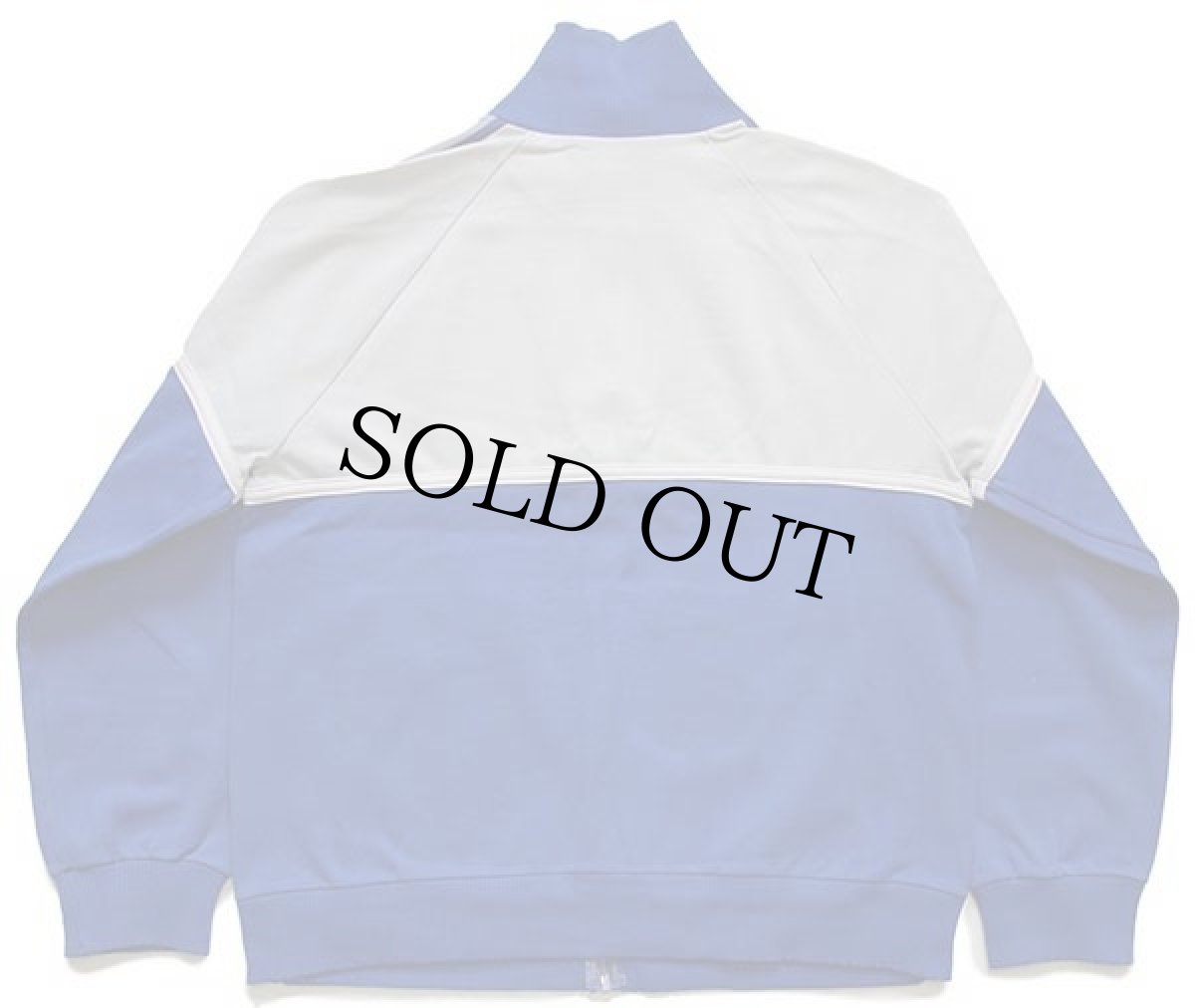 画像2: 80s adidasアディダス フェルトプリント ツートン切り替え ハイネック トラックジャケット 青×ライトグレー★ジャージ (2)