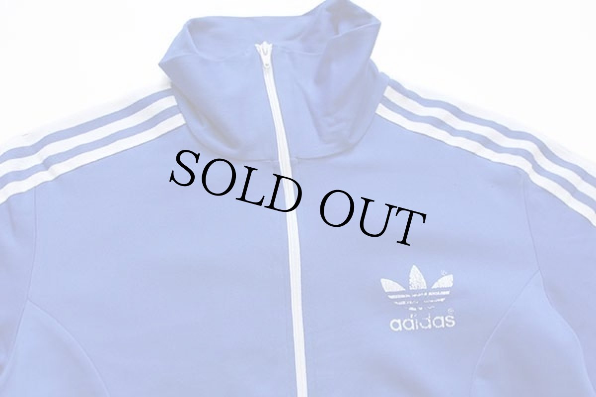 画像3: 80s adidasアディダス トレフォイル ロゴ ハイネック トラックジャケット 青×白 M★18 ジャージ (3)