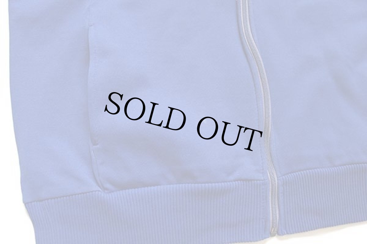 画像7: 80s adidasアディダス フェルトプリント ツートン切り替え ハイネック トラックジャケット 青×ライトグレー★ジャージ (7)