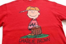 画像4: 90s USA製 CHARLIE BROWN チャーリーブラウン スウェット 赤 L★スヌーピー (4)