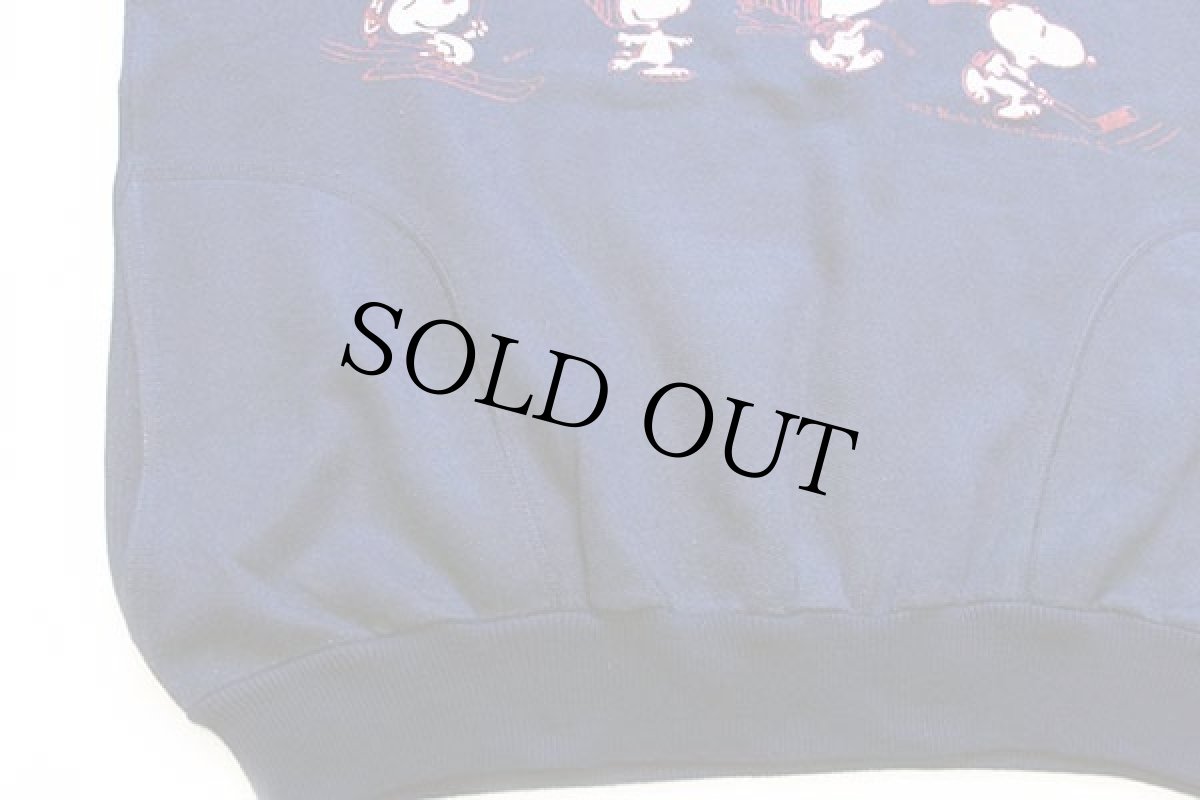 画像7: 80s イタリア製 SNOOPY TEAM スヌーピー 発泡プリント ツートン スウェットパーカー 紺×赤 XL (7)