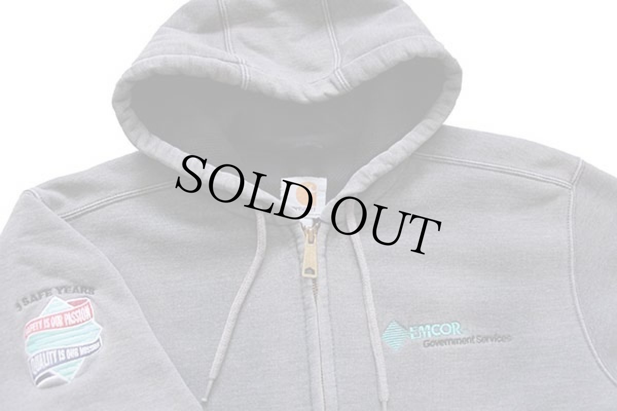 画像3: メキシコ製 carharttカーハート EMCOR 刺繍 ライナー付き スウェット ジップパーカー グレー フェード S (3)