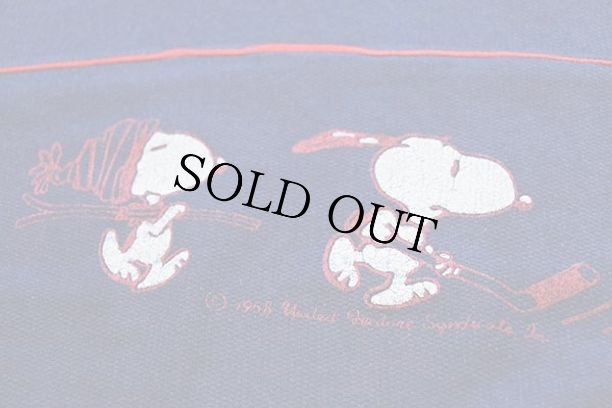 画像6: 80s イタリア製 SNOOPY TEAM スヌーピー 発泡プリント ツートン スウェットパーカー 紺×赤 XL (6)