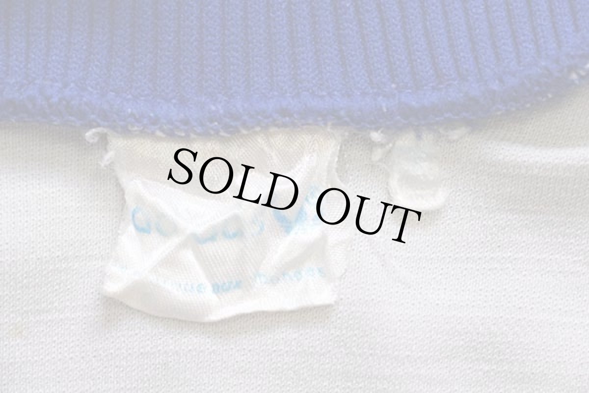 画像4: 80s adidasアディダス フェルトプリント ツートン切り替え ハイネック トラックジャケット 青×ライトグレー★ジャージ (4)