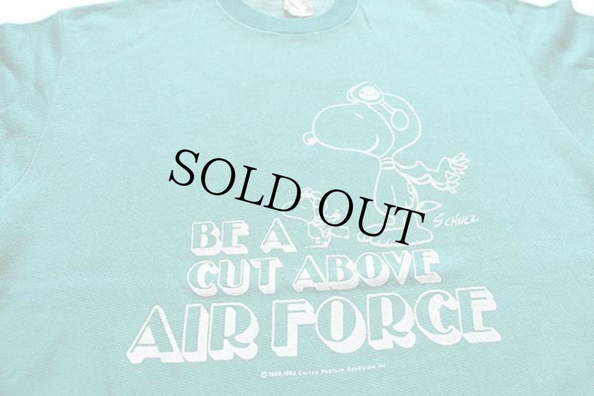 画像4: 80s スヌーピー ウッドストック フライングエース BE A CUT ABOVE AIR FORCE スウェット エメラルドグリーン (4)