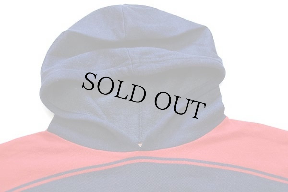 画像3: 80s イタリア製 SNOOPY TEAM スヌーピー 発泡プリント ツートン スウェットパーカー 紺×赤 XL (3)