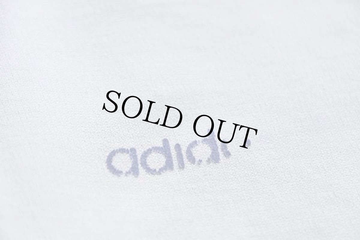 画像6: 80s adidasアディダス フェルトプリント ツートン切り替え ハイネック トラックジャケット 青×ライトグレー★ジャージ (6)