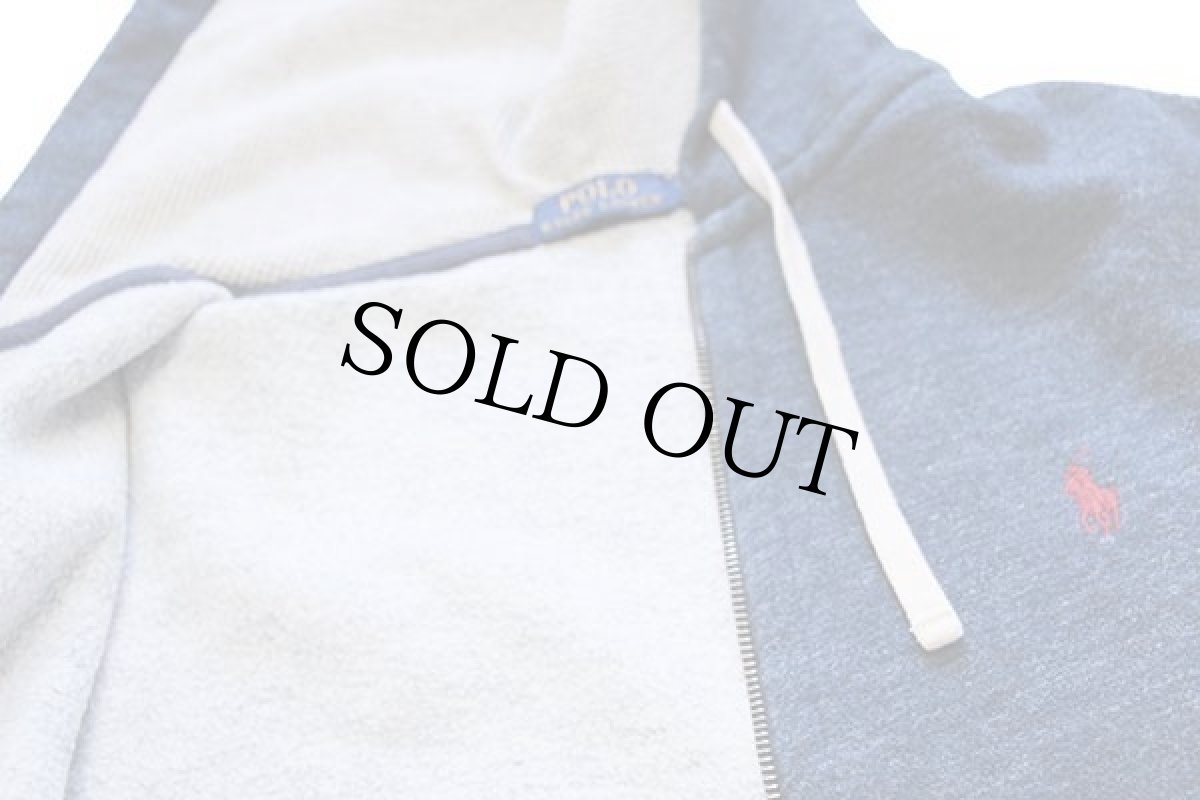 画像5: ポロ ラルフローレン ワンポイント フード裏サーマル スウェット ジップパーカー 杢ネイビー M (5)