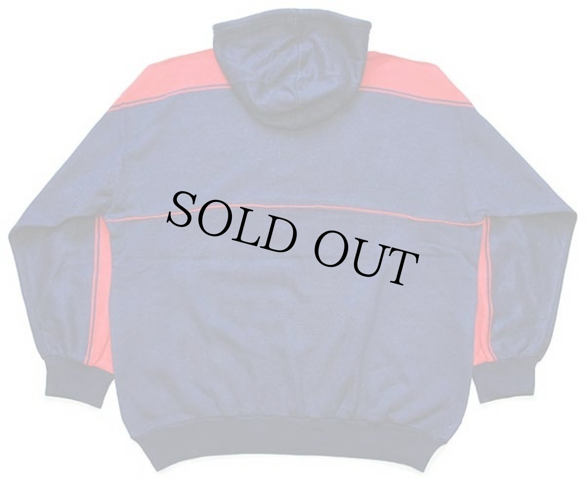 画像2: 80s イタリア製 SNOOPY TEAM スヌーピー 発泡プリント ツートン スウェットパーカー 紺×赤 XL (2)