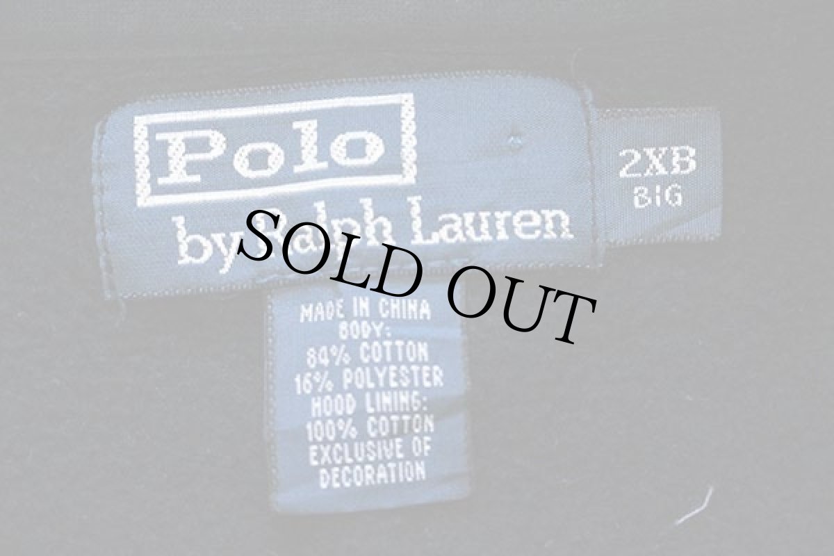 画像4: 00s ポロ ラルフローレン ワンポイント ヘンリーネック コットン スウェットパーカー 黒 2XB★特大 (4)