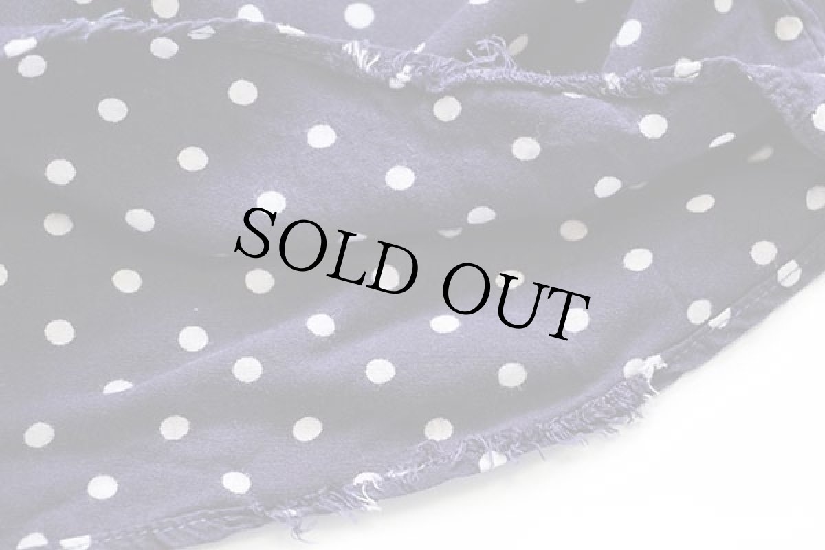 画像6: 90s イタリア製 SISLEY ドット柄 レーヨンシャツ ナス紺×白 L (6)