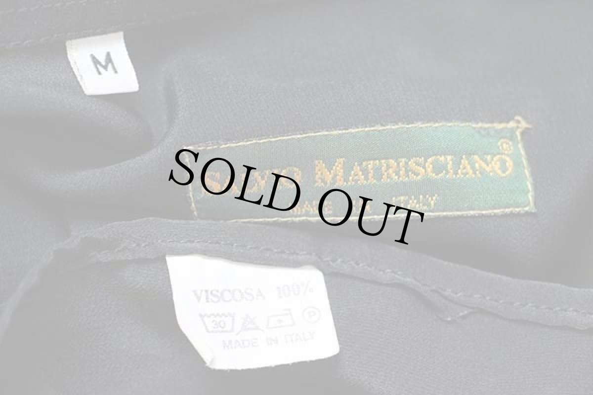 画像4: 90s イタリア製 SALVIO MATRISCIANO 無地 比翼 レーヨンシャツ 黒 M (4)