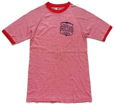 画像2: 70s USA製 Championチャンピオン FRED J. MILLER CAMPS 染み込みプリント ボーダー コットンTシャツ 赤×白 M (2)