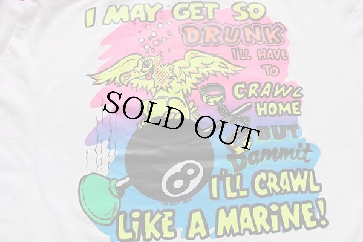 画像4: 80s USA製 U.S.MARINE CORPS 両面プリント フットボールTシャツ 生成り×赤 L (4)