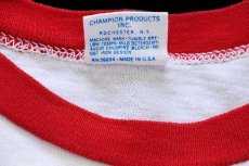 画像5: 70s USA製 Championチャンピオン SUPER BASS 染み込みプリント リンガーTシャツ 白×赤 L (5)