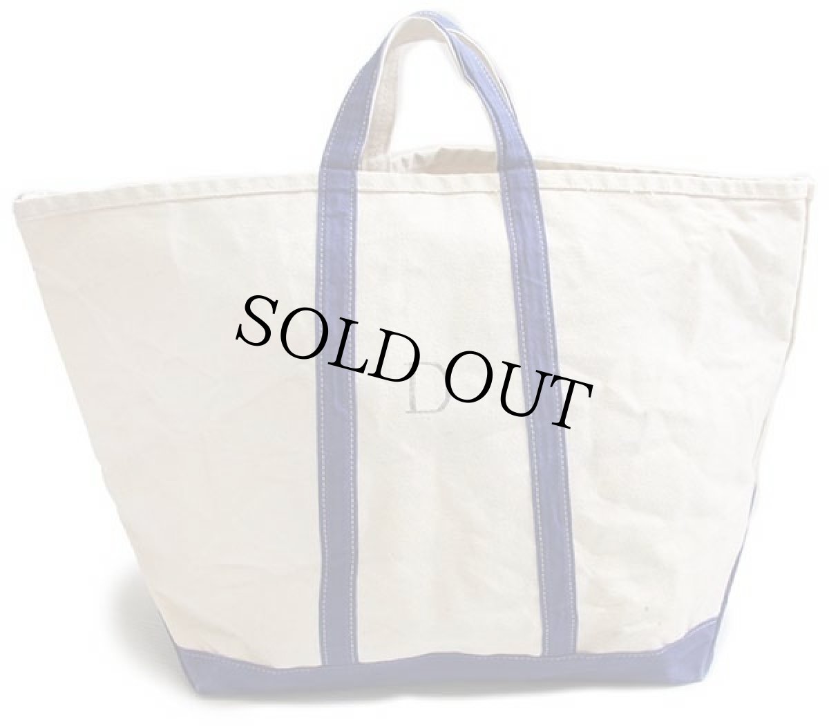 画像2: 80s Brookstone キャンバス トートバッグ 青★ラージ (2)