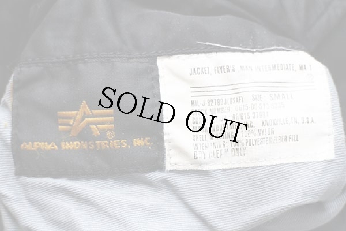 画像5: ALPHAアルファ NASA APOLLO 星条旗 パッチ付き MA-1 フライトジャケット 黒 S (5)