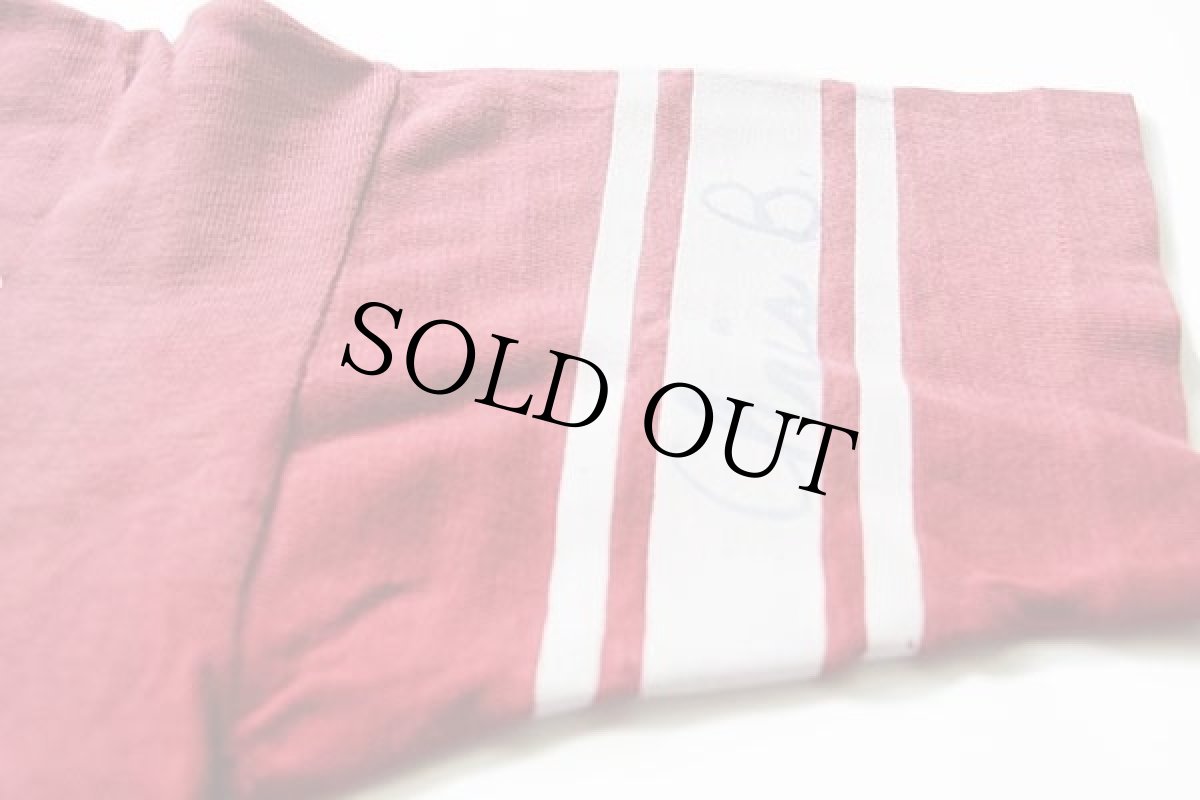 画像5: 70s USA製 Championチャンピオン IHDUHAPI 73 ナンバリング コットン フットボールTシャツ 赤 フェード ボーイズL (5)