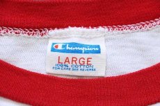 画像4: 70s USA製 Championチャンピオン SUPER BASS 染み込みプリント リンガーTシャツ 白×赤 L (4)