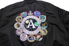 画像3: ALPHAアルファ NASA APOLLO 星条旗 パッチ付き MA-1 フライトジャケット 黒 S (3)