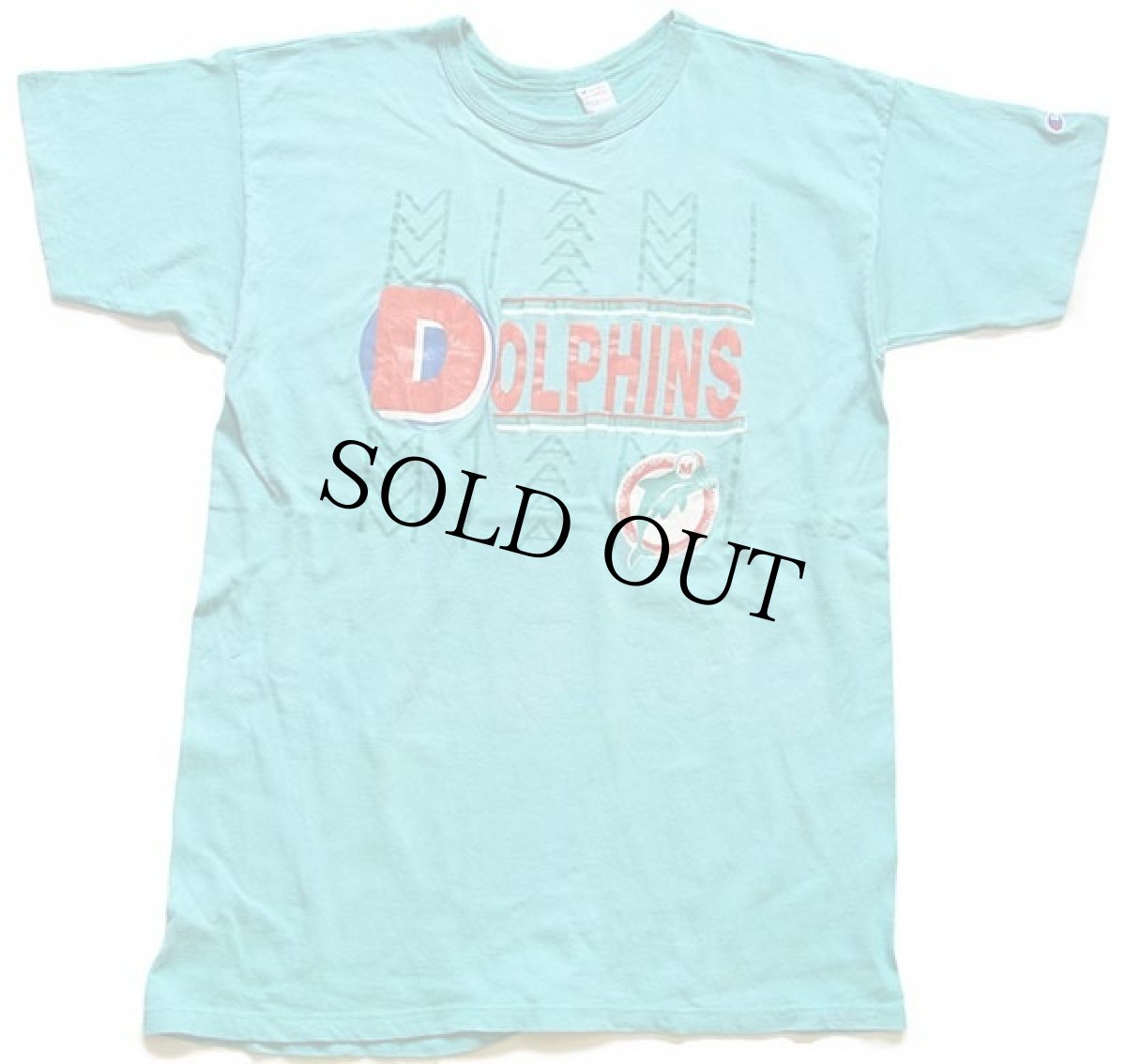 画像2: 80s USA製 Championチャンピオン NFL MIAMI DOLPHINS コットンTシャツ エメラルドグリーン XL (2)