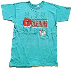 画像2: 80s USA製 Championチャンピオン NFL MIAMI DOLPHINS コットンTシャツ エメラルドグリーン XL (2)