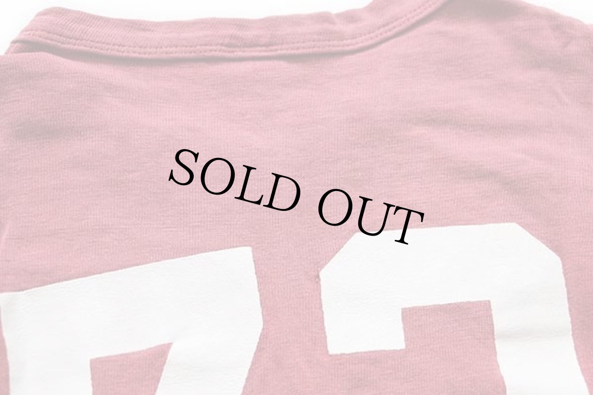 画像7: 70s USA製 Championチャンピオン IHDUHAPI 73 ナンバリング コットン フットボールTシャツ 赤 フェード ボーイズL (7)