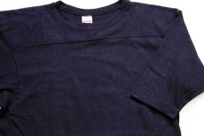 画像3: 70s USA製 Healthknit 無地 コットン フットボールTシャツ 濃紺 M (3)