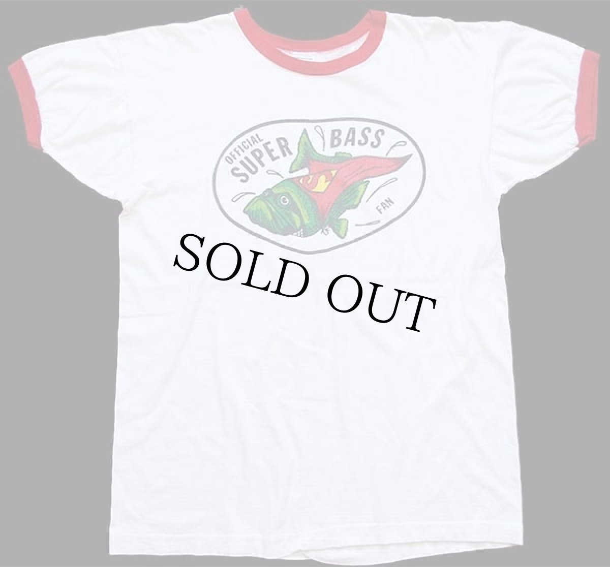 画像2: 70s USA製 Championチャンピオン SUPER BASS 染み込みプリント リンガーTシャツ 白×赤 L (2)