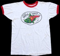 画像2: 70s USA製 Championチャンピオン SUPER BASS 染み込みプリント リンガーTシャツ 白×赤 L (2)