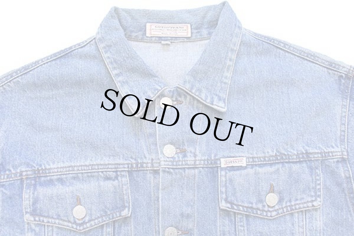 画像3: 90s USA製 GUESS JEANS ゲス デニムジャケット 4ポケット M (3)