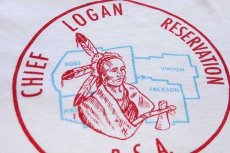 画像5: 60s BSA ボーイスカウト CHIEF LOGAN RESERVATION STAFF ネイティブ インディアン 染み込みプリント コットンTシャツ 白 L (5)