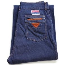 画像1: 70s Black-Out Blue Jeans フレア バットダイ デニムパンツ 46★ベルボトム (1)