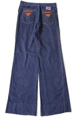 画像3: 70s Black-Out Blue Jeans フレア バットダイ デニムパンツ 46★ベルボトム (3)