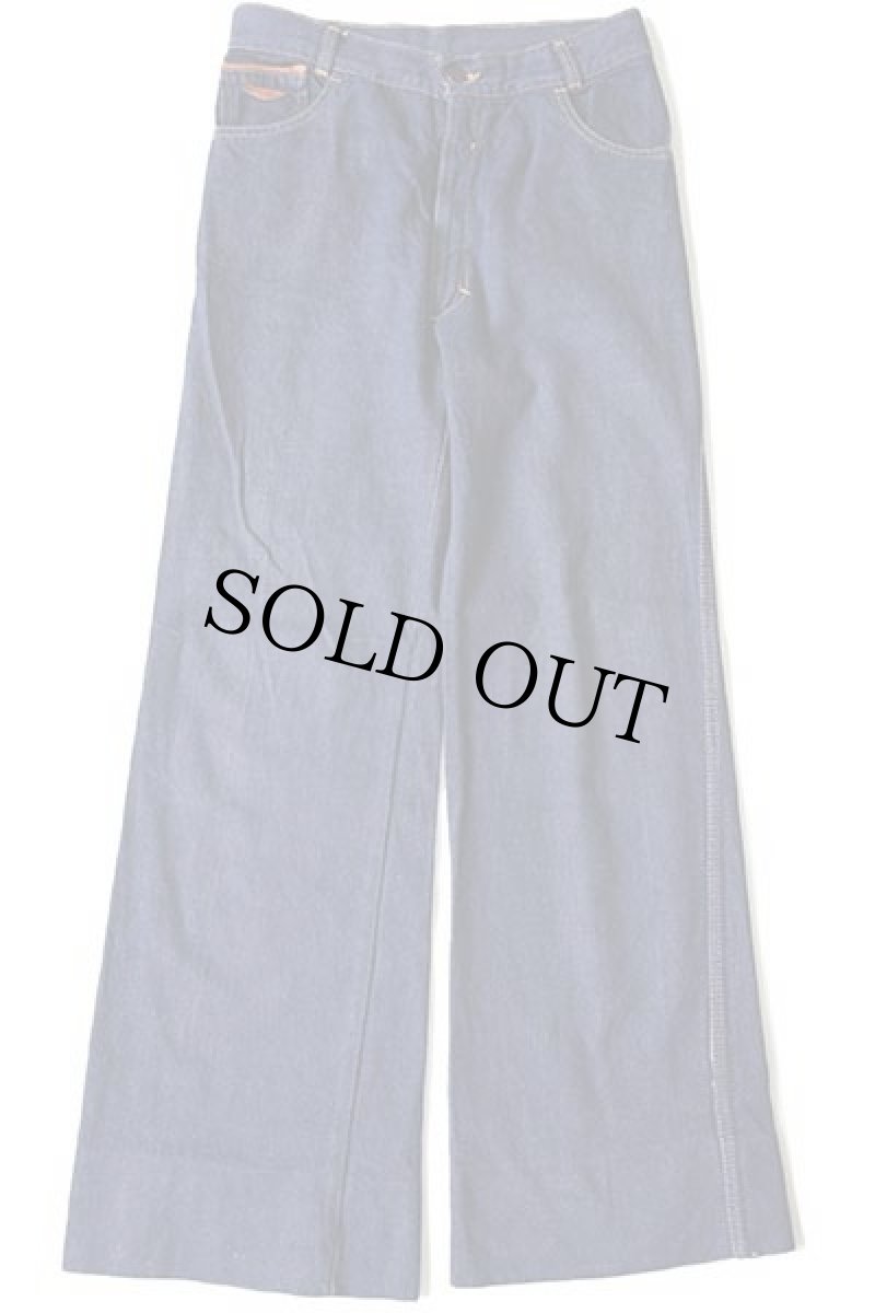 画像2: 70s Black-Out Blue Jeans フレア バットダイ デニムパンツ 46★ベルボトム (2)