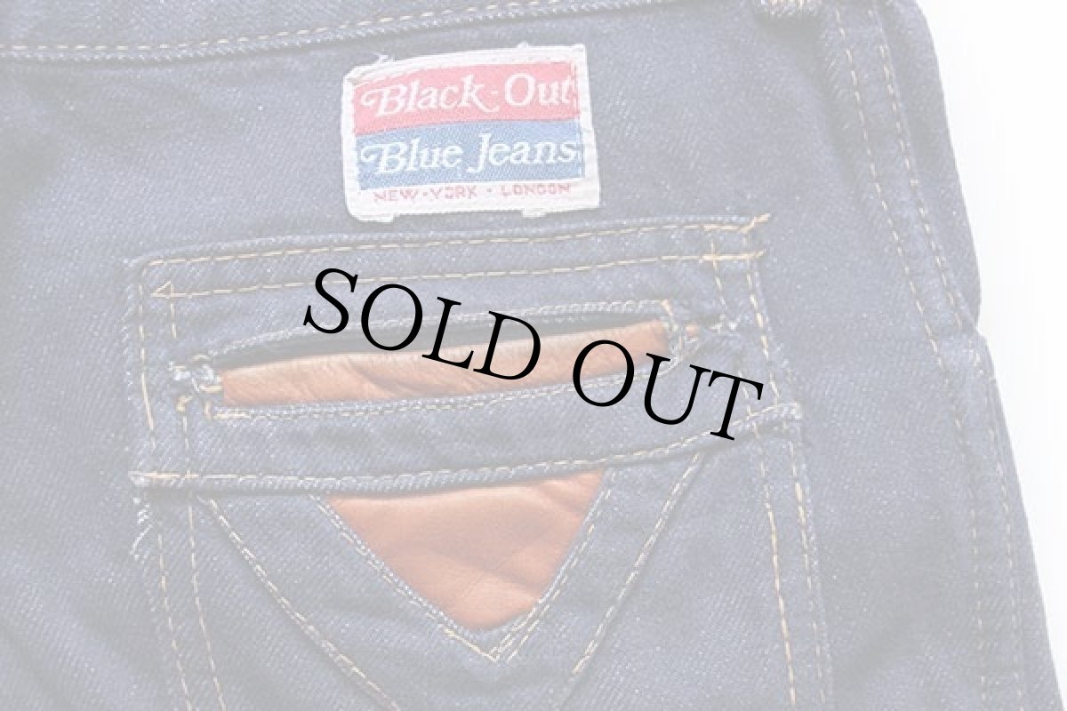 画像6: 70s Black-Out Blue Jeans フレア バットダイ デニムパンツ 46★ベルボトム (6)