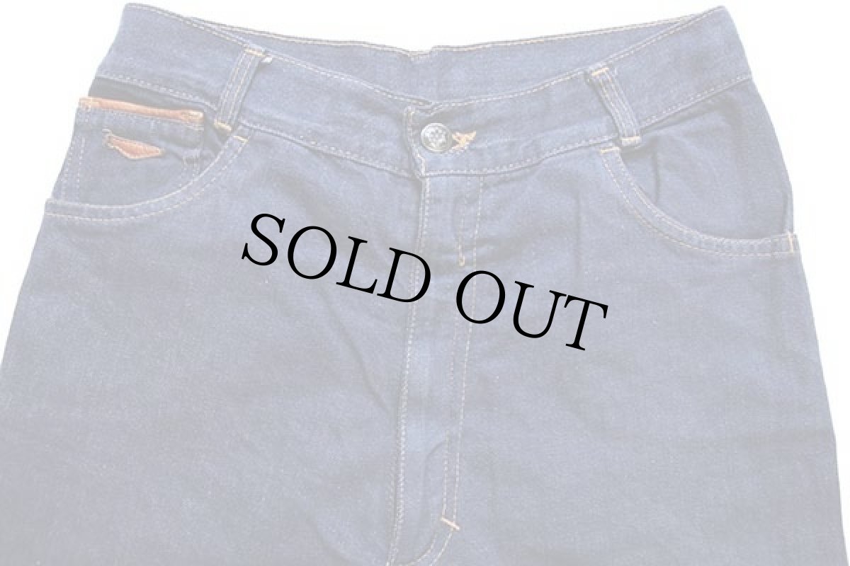 画像4: 70s Black-Out Blue Jeans フレア バットダイ デニムパンツ 46★ベルボトム (4)