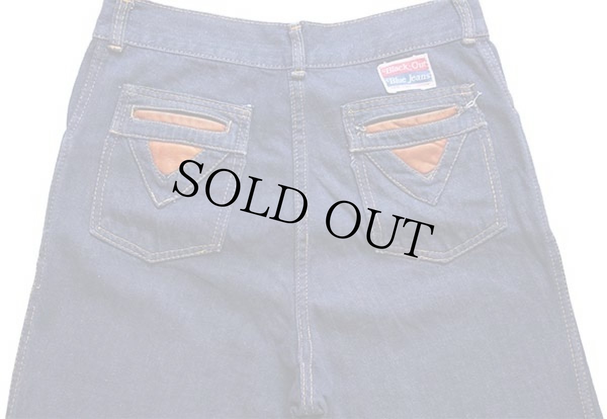 画像5: 70s Black-Out Blue Jeans フレア バットダイ デニムパンツ 46★ベルボトム (5)