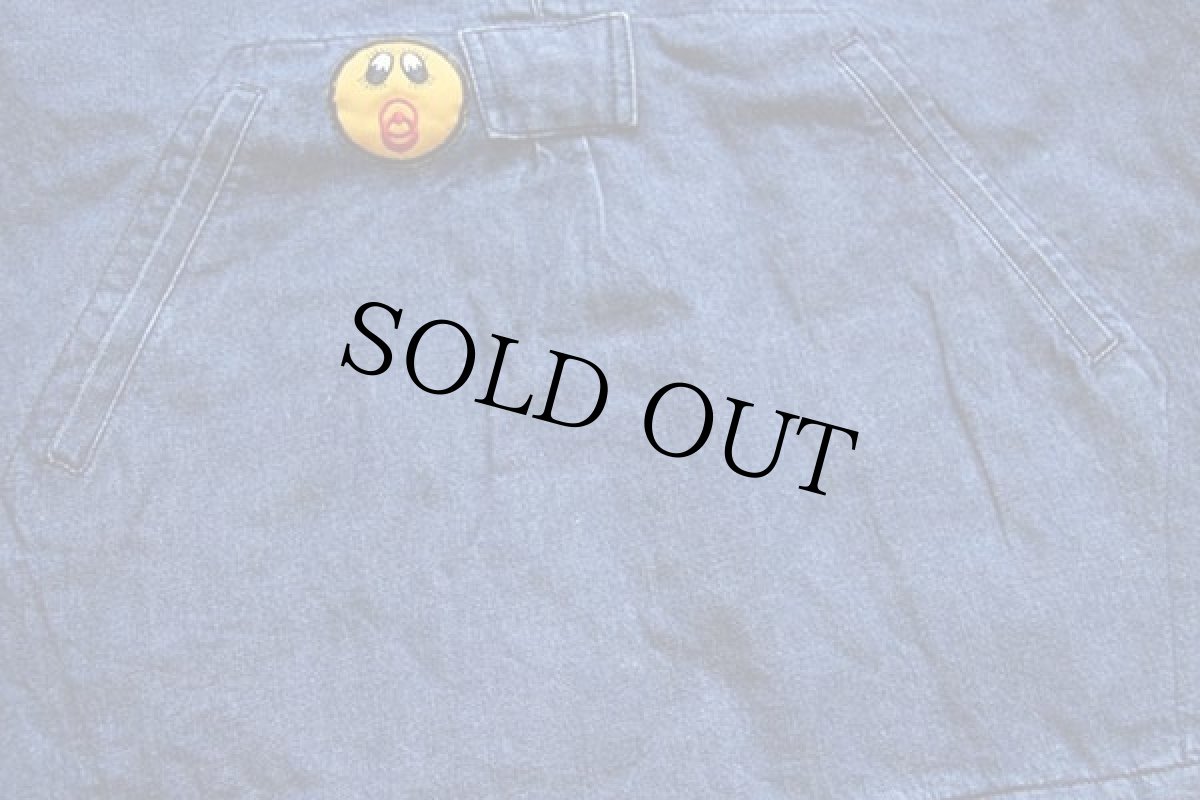 画像6: 90s イタリア製 SISLEY パッチ付き レースアップ プルオーバー デニムパーカー★アノラック (6)