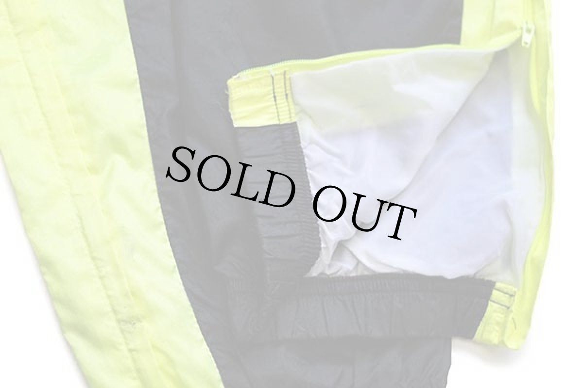 画像8: 90s NIKEナイキ PREMIER ツートン 切り替え ナイロンパンツ 黒×蛍光イエロー M (8)