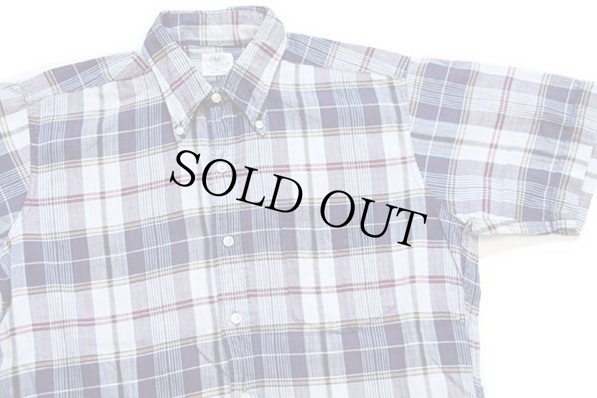 画像3: 60s B.V.D. マドラスチェック 三点留め ボタンダウン 半袖 コットンシャツ M (3)