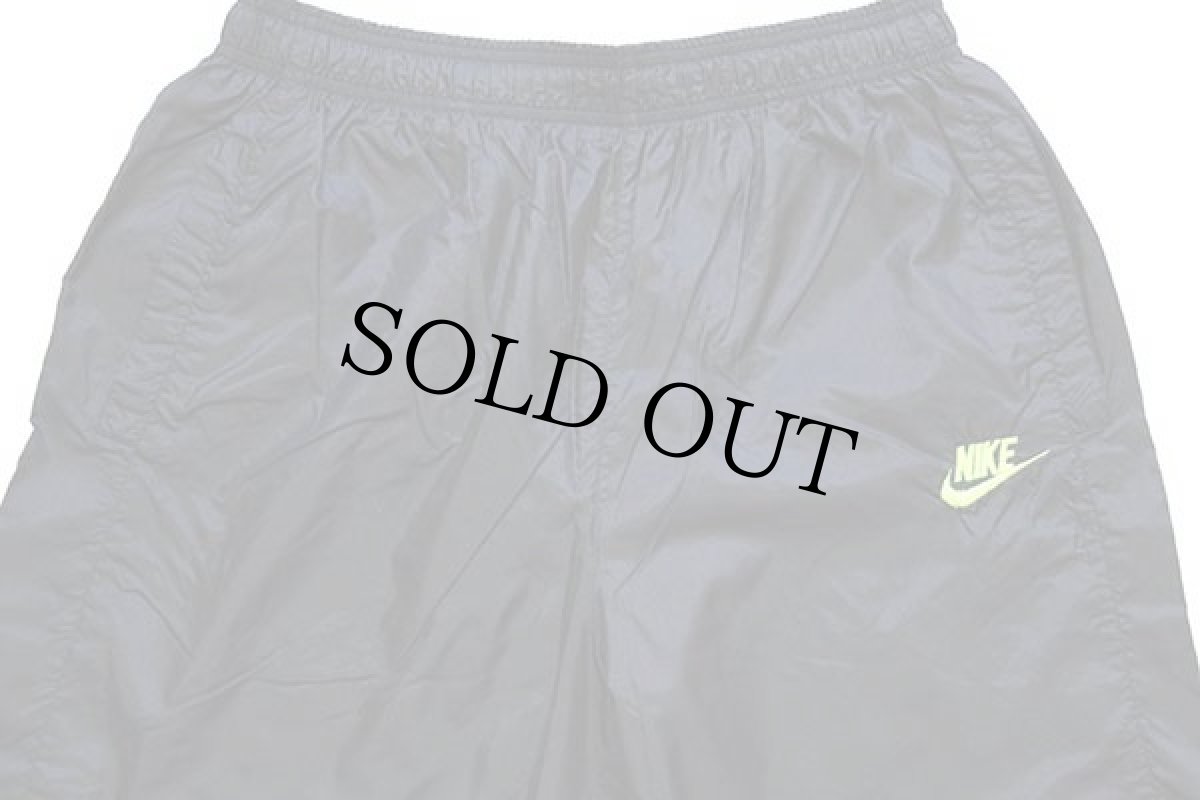 画像4: 90s NIKEナイキ PREMIER ツートン 切り替え ナイロンパンツ 黒×蛍光イエロー M (4)