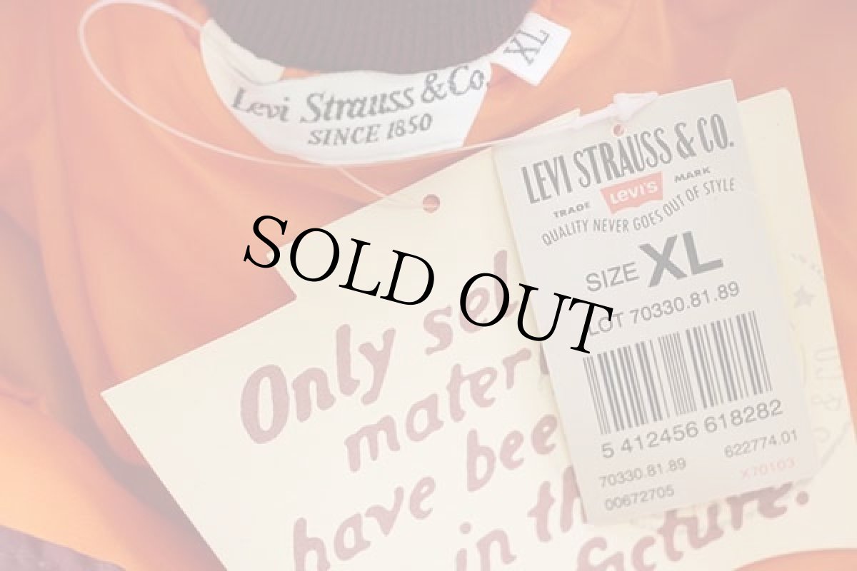 画像6: デッドストック★90s イタリア製 Levi'sリーバイス MA-1タイプ ロゴ刺繍 ナイロン フライトジャケット ボルドー XL★ユーロ (6)