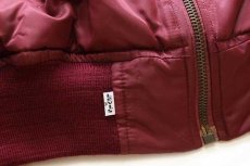 画像5: デッドストック★90s イタリア製 Levi'sリーバイス MA-1タイプ ロゴ刺繍 ナイロン フライトジャケット バーガンディ XL★ユーロ (5)