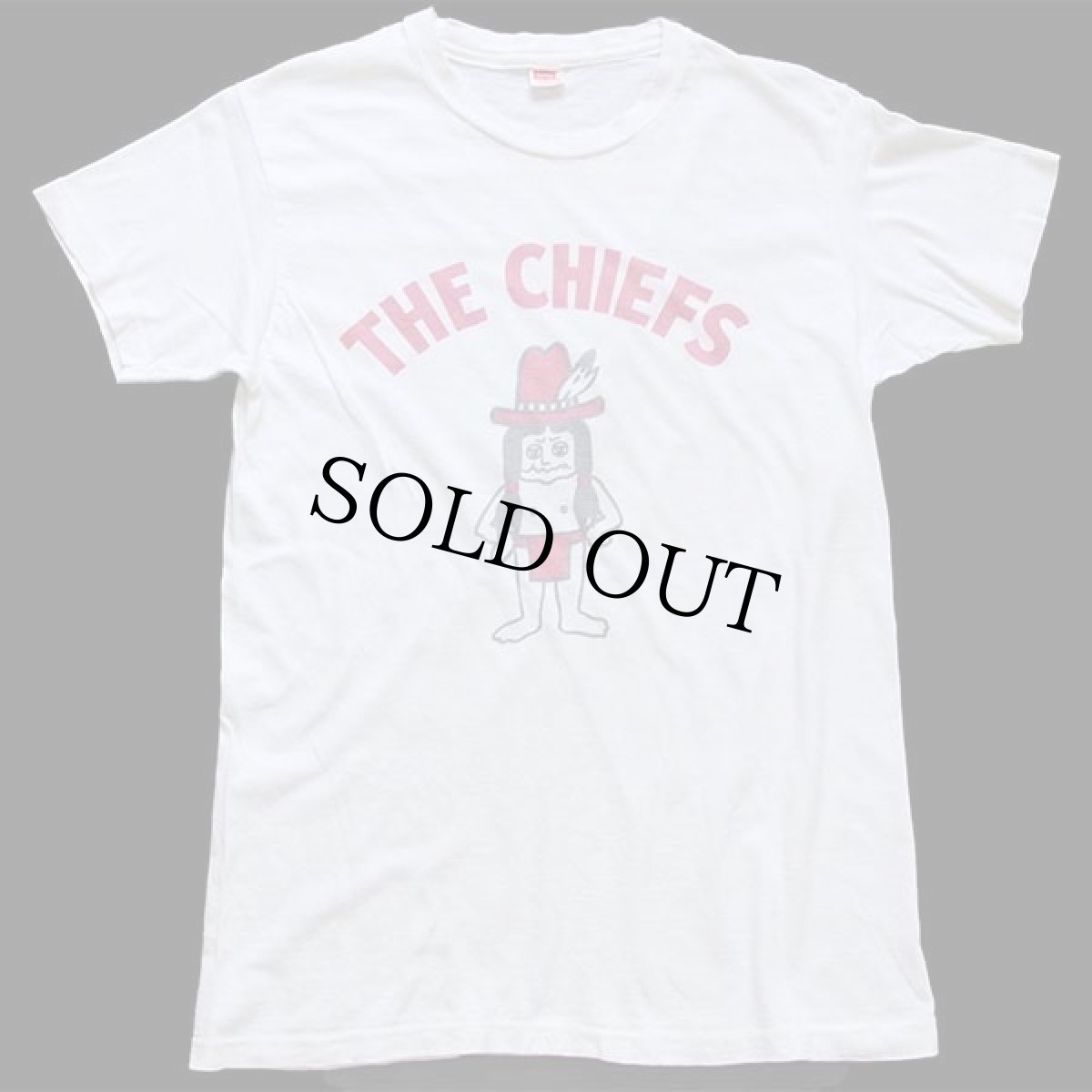 画像2: 70s Hanes THE CHIEFS インディアン 染み込みプリント コットンTシャツ 白 M (2)