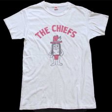 画像2: 70s Hanes THE CHIEFS インディアン 染み込みプリント コットンTシャツ 白 M (2)