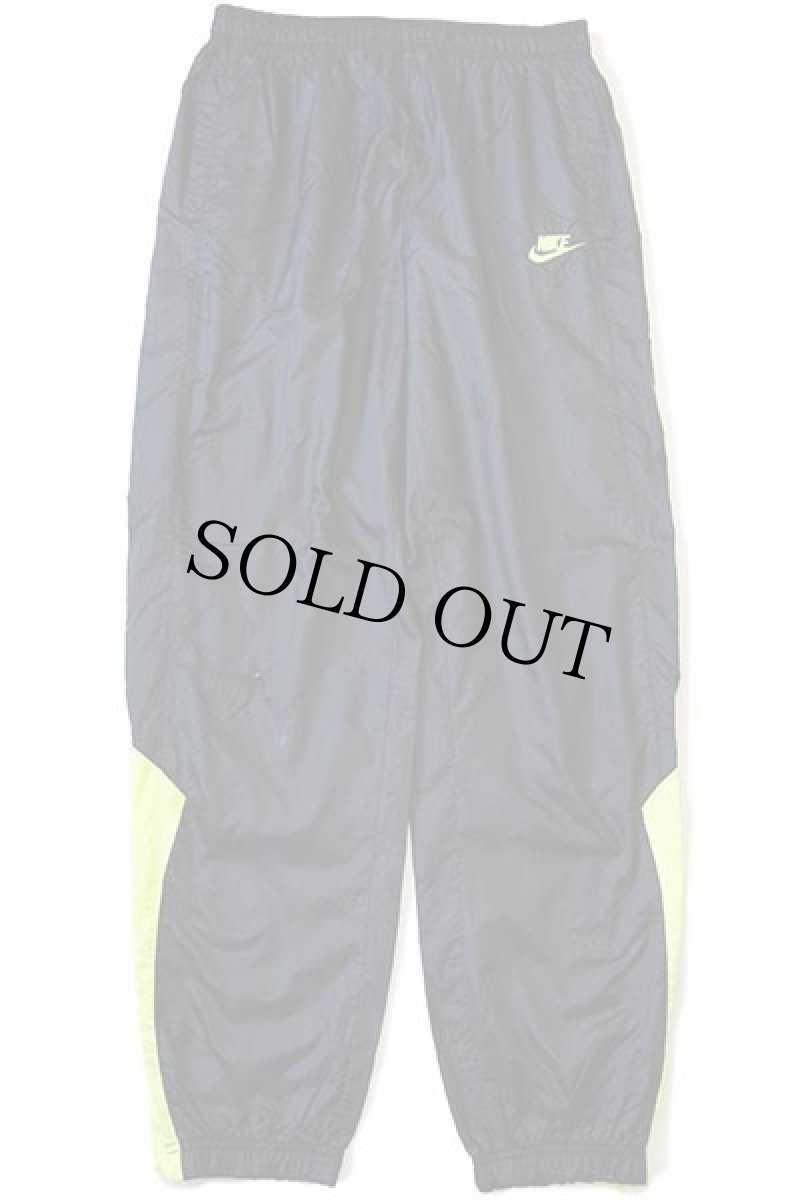 画像2: 90s NIKEナイキ PREMIER ツートン 切り替え ナイロンパンツ 黒×蛍光イエロー M (2)