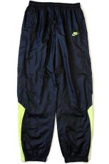 画像2: 90s NIKEナイキ PREMIER ツートン 切り替え ナイロンパンツ 黒×蛍光イエロー M (2)