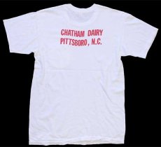 画像1: 60s De-Jac CHATHAM DAIRY PITTSBORO,N.C. 染み込みプリント コットン ポケットTシャツ 白 L (1)