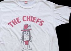 画像1: 70s Hanes THE CHIEFS インディアン 染み込みプリント コットンTシャツ 白 M (1)